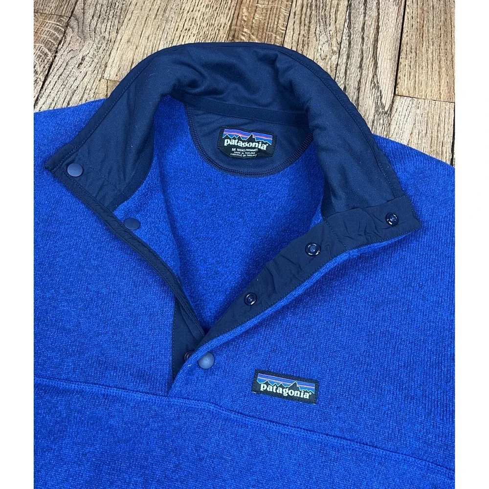 Patagonia‎ Pull Over Blue T-Snap Better Sweater Fleece Jacket Men's Sz Medium